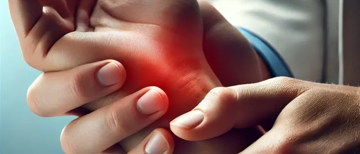 DALL·E 2024-09-17 21.22.41 – A close-up image of a human wrist joint, showing someone massaging the wrist area due to pain in a clean and professional medical environment. Consist DALL·E 2024-09-17 21.22.41 - A close-up image of a human wrist joint, showing someone massaging the wrist area due to pain in a clean and professional medical environment. Consist